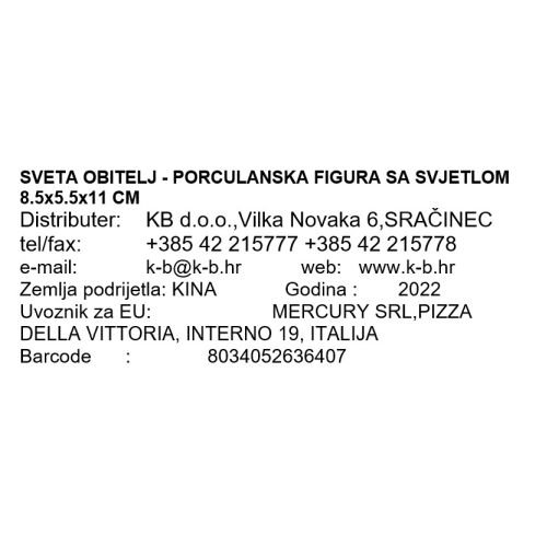 SVETA OBITELJ - PORCULANSKA FIGURA SA SVJETLOM 8.5x5.5x11 CM