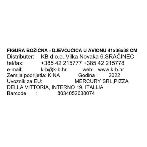 FIGURA BOŽIĆNA - DJEVOJČICA U AVIONU 41x36x38 CM