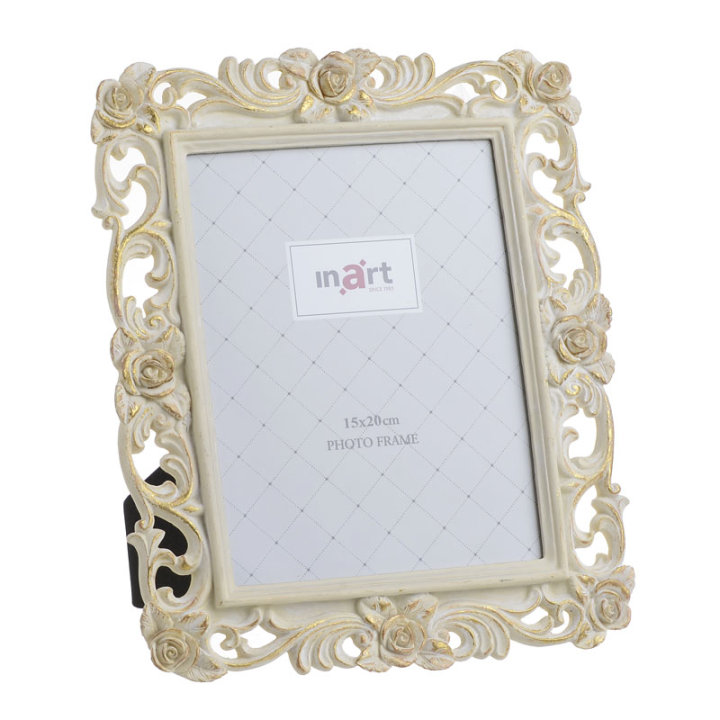 OKVIR ZA SLIKU 15x20 CM S ORNAMENTOM KREM-ZLATNI