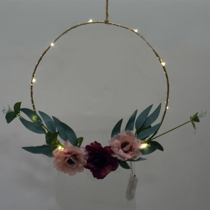 DEKORACIJA ZA ZID CVIJEĆE S LED SVJETLOM 27x25 CM - KRUG