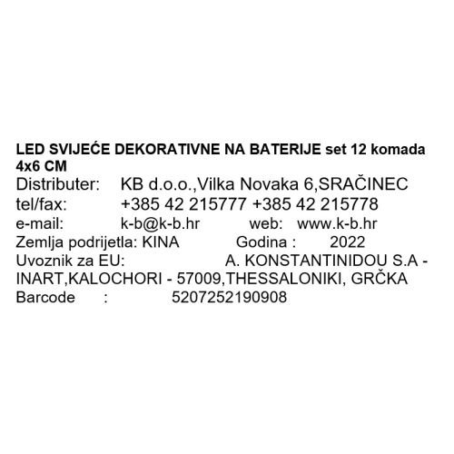 LED SVIJEĆE DEKORATIVNE NA BATERIJE 4x6 CM 12/1