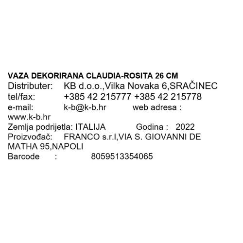 VAZA DEKORIRANA CLAUDIA-ROSITA 26 CM