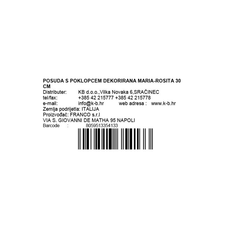 POSUDA S POKLOPCEM DEKORIRANA MARIA-ROSITA 30 CM