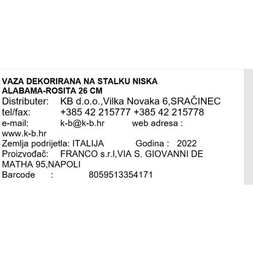 VAZA DEKORIRANA NA STALKU NISKA ALABAMA-ROSITA 26 CM