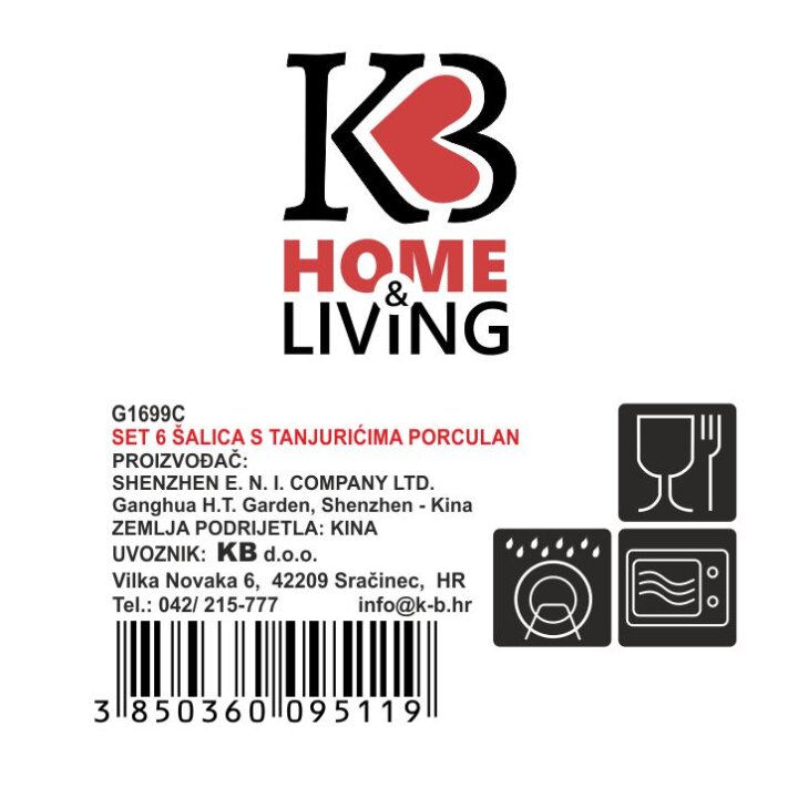 ŠALICE ZA KAVU S TANJURIĆIMA 6/1 PORCULAN 180 ML