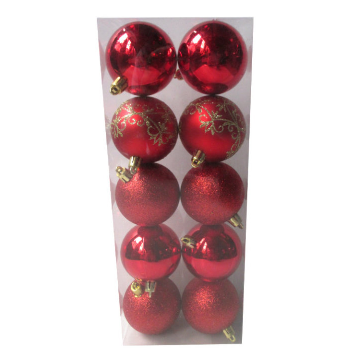 KUGLE ZA BOR 6 CM 10/1 CRVENE - SJAJ, MAT DEKOR, GLITER