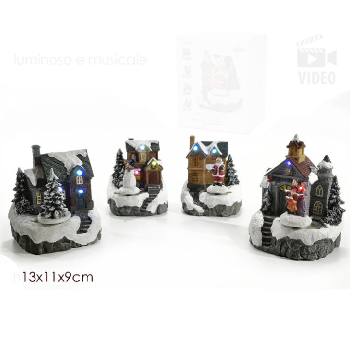 BOŽIĆNO SELO SA SVJETLOM 13x11x9 CM