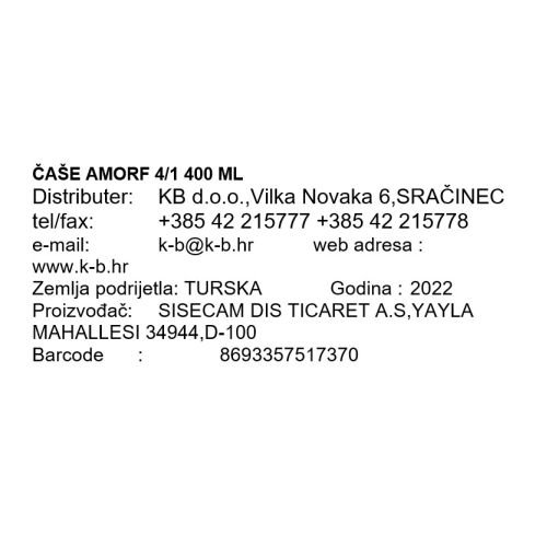 ČAŠE ZA VODU AMORF 4/1 400 ML