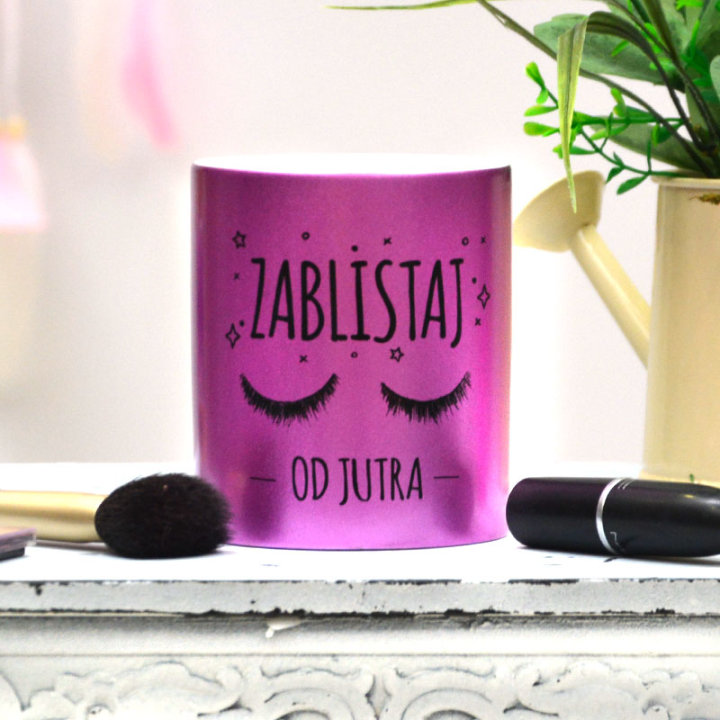 ŠALICA KERAMIČKA S NATPISOM U POKLON KUTIJI GLITER ROZA - Zablistaj od jutra