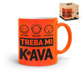 ŠALICA KERAMIČKA S TISKOM U POKLON KUTIJI NEON NARANČASTA - Treba mi kava
