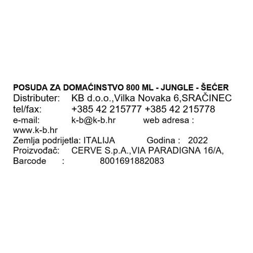 POSUDA ZA DOMAĆINSTVO 800 ML - JUNGLE - ŠEĆER
