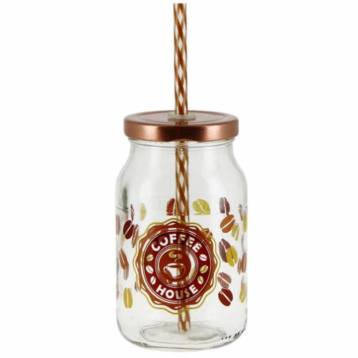 ČAŠA-POSUDA FRIENDLY S POKLOPCEM I SLAMKOM 450 ML - ROYAL COFFEE