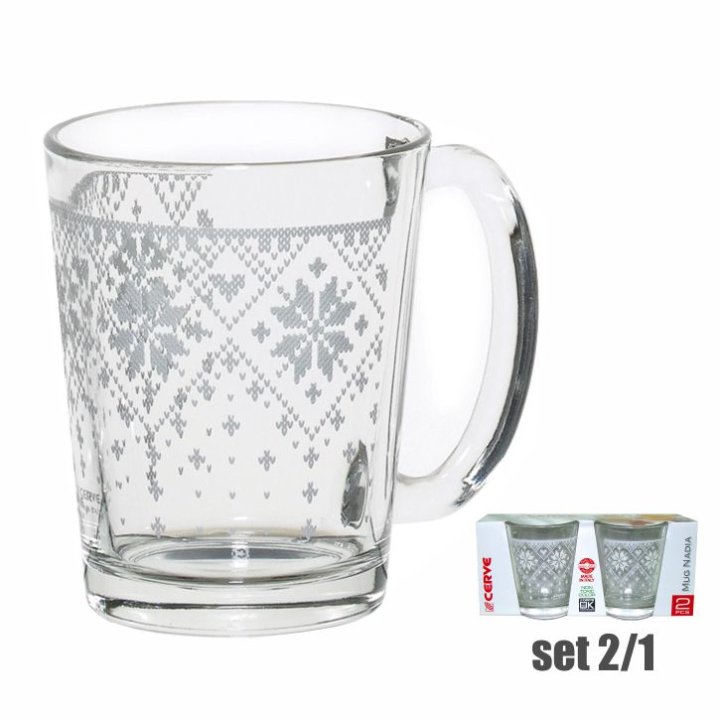ŠALICE STAKLENE NADIA 2/1 310 ML - DEKOR ČIPKA