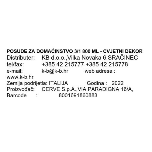 POSUDE ZA DOMAĆINSTVO 3/1 800 ML - CVJETNI DEKOR
