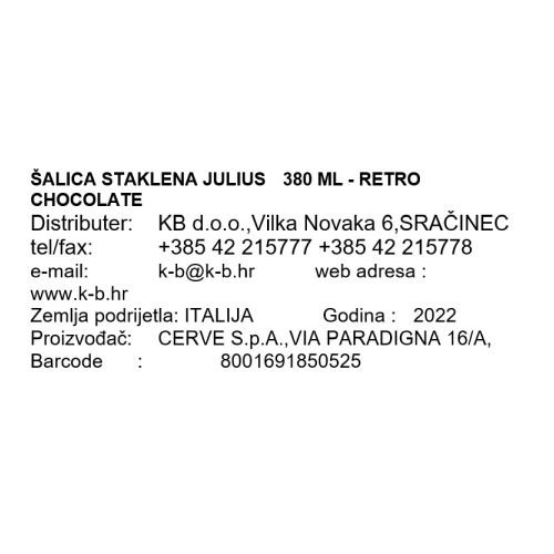 ŠALICA STAKLENA JULIUS  380 ML - RETRO CHOCOLATE