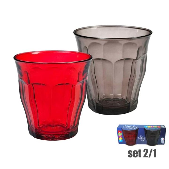 ČAŠE DURALEX PICARDIE 2/1 250 ML - CRVENA I SIVA BOJA