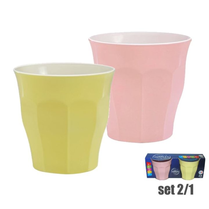 ČAŠE DURALEX PICARDIE 2/1 250 ML - PASTELNO ŽUTA I ROZA BOJA