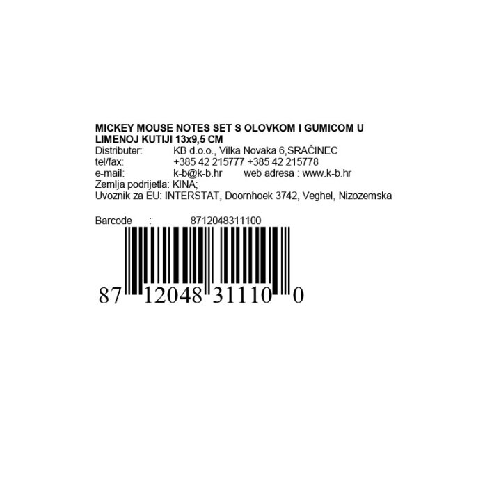 MICKEY MOUSE NOTES SET S OLOVKOM I GUMICOM U LIMENOJ KUTIJI