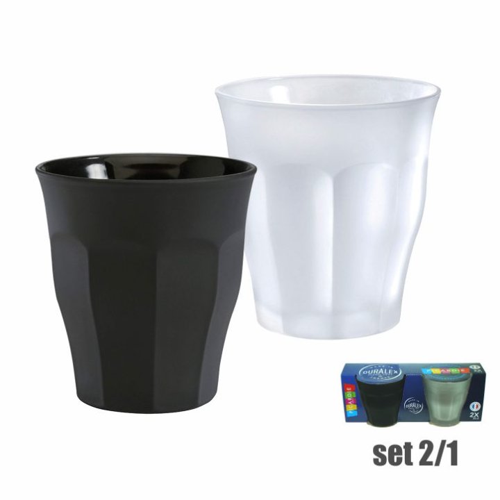 ČAŠE DURALEX PICARDIE 2/1 250 ML - SATINIRANO BIJELA I CRNA BOJA