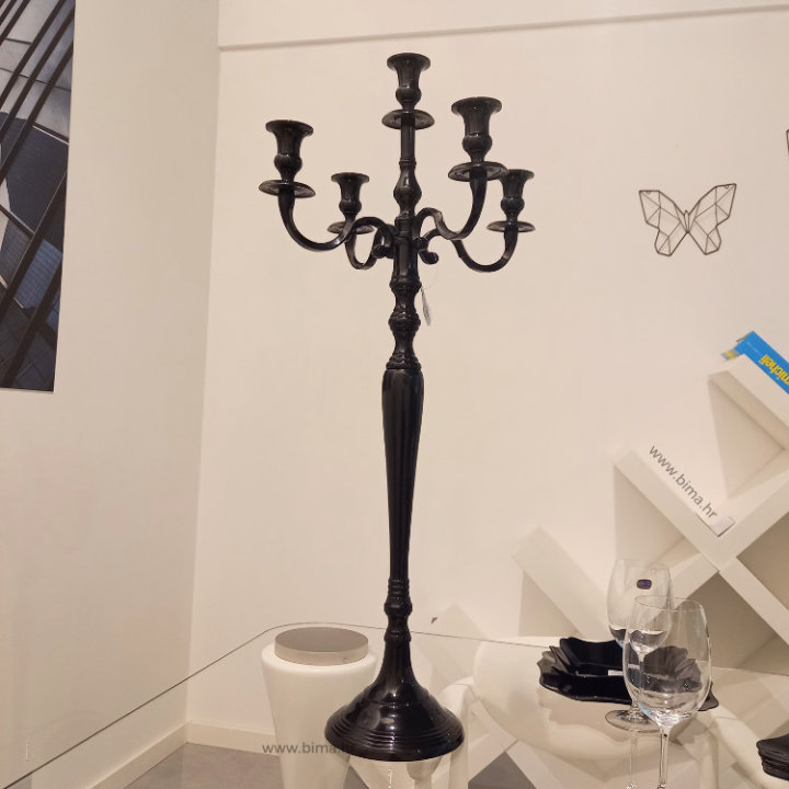 SVIJEĆNJAK ZA 5 SVIJEĆA CRNI 81 CM