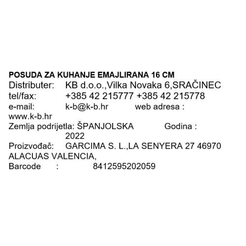 POSUDA ZA KUHANJE EMAJLIRANA 16 CM