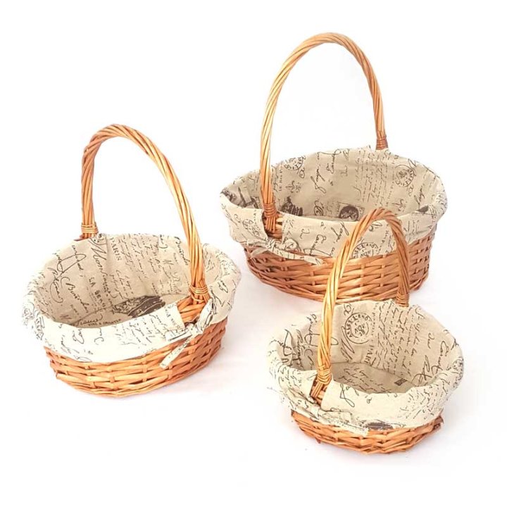 KOŠARE PLETENE S DRŠKOM I PLATNOM 3/1 NATUR 38x30x38 CM