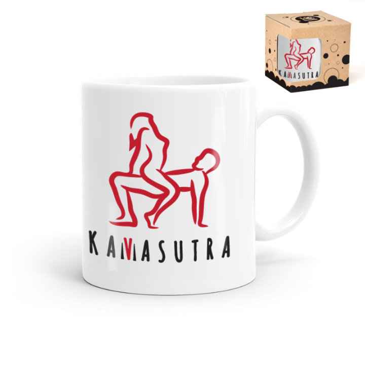 ŠALICA KERAMIČKA S NATPISOM BIJELA U POKLON KUTIJI 300 ml - Kavasutra