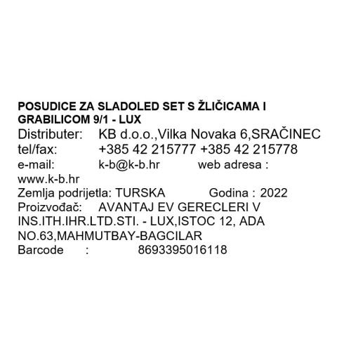 POSUDICE ZA SLADOLED SET S ŽLIČICAMA I GRABILICOM 9/1 - LUX