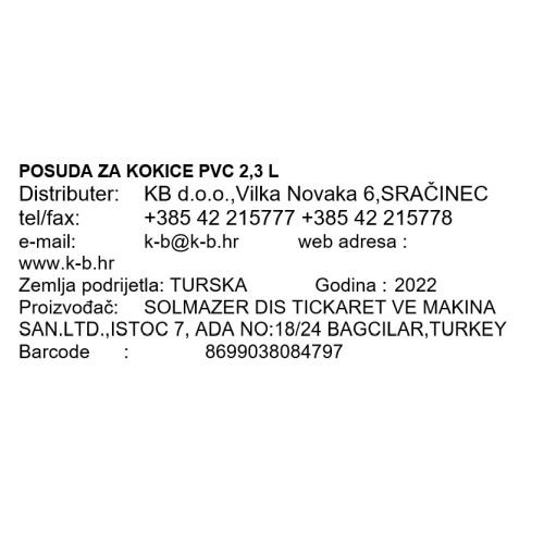 POSUDA ZA KOKICE PVC 2,3 L