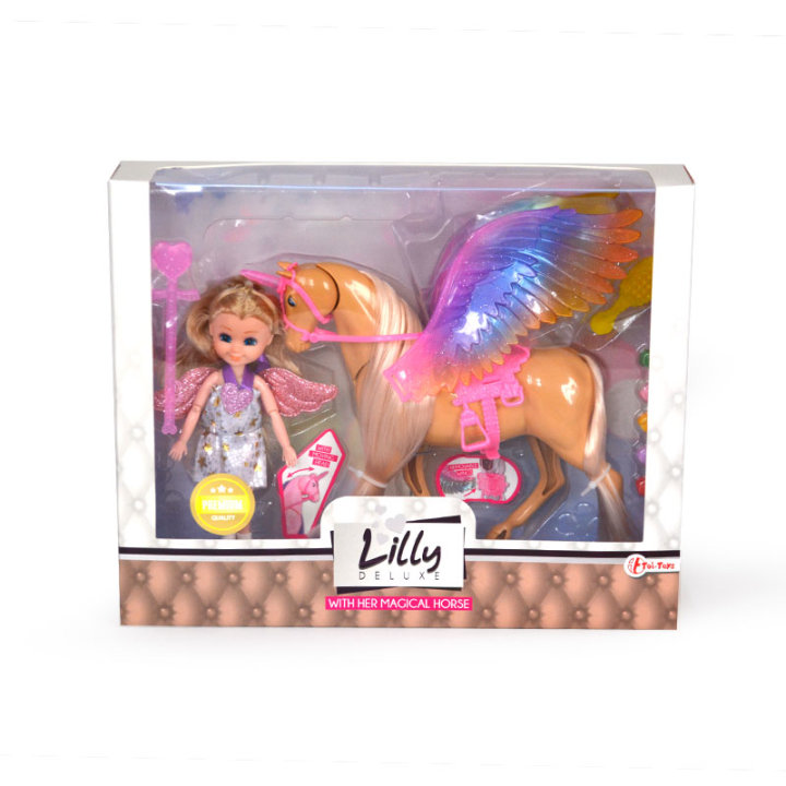 LUTKICA LILLY 15 CM S JEDNOROGOM I PRIBOROM