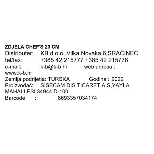 CHEF'S ZDJELA 20 CM