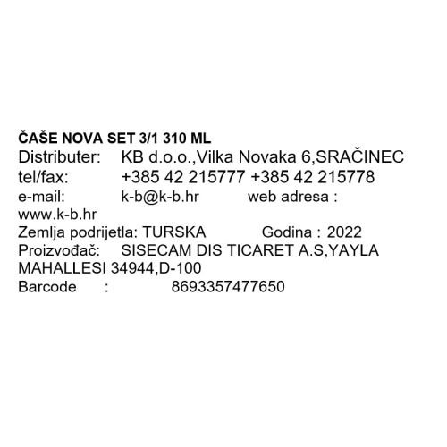 ČAŠE NOVA SET 3/1 310 ML