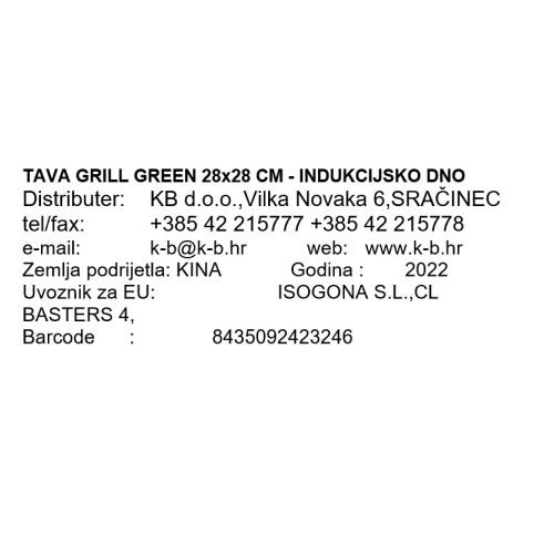 TAVA GRILL GREEN 28x28 CM - INDUKCIJSKO DNO