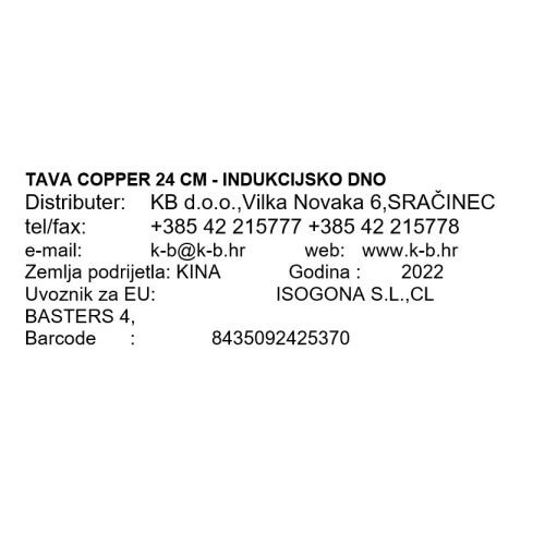 TAVA COPPER 24 CM - INDUKCIJSKO DNO