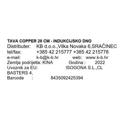 TAVA ZA INDUKCIJU COPPER 28 CM - INDUKCIJSKO DNO