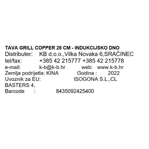 TAVA GRILL COPPER 28 CM - INDUKCIJSKO DNO