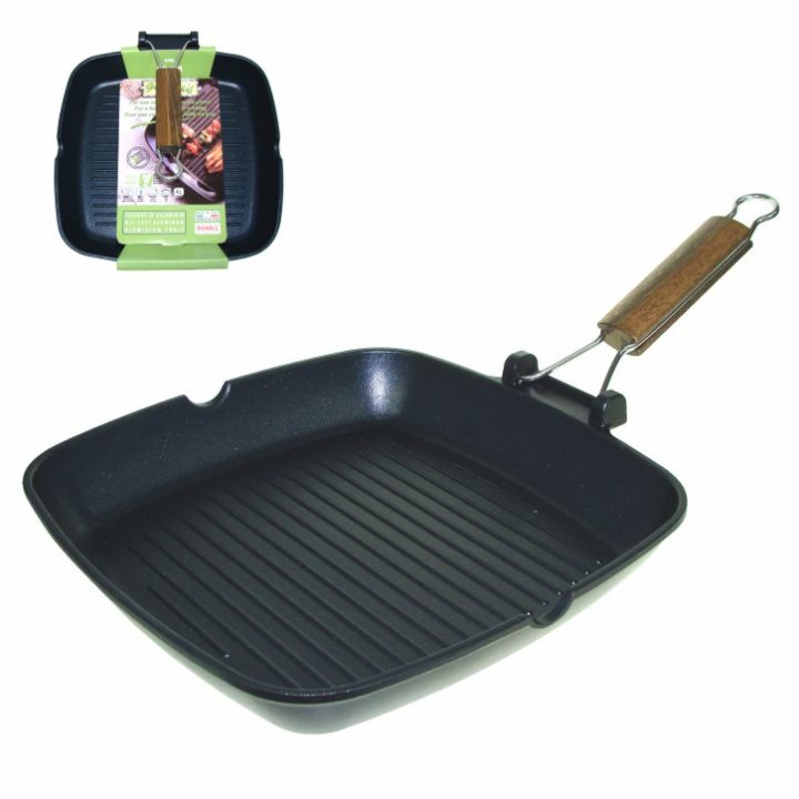 GRIL TAVA GRAND CHEF ALU GUSS 28x28 CM S PREKLOPNOM RUČKOM