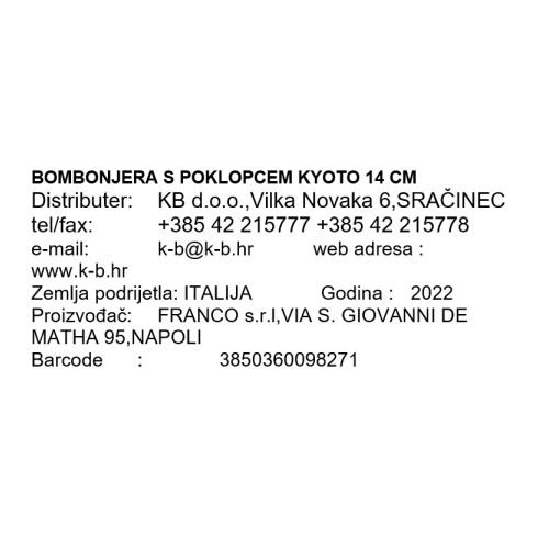BOMBONJERA S POKLOPCEM KYOTO 14 CM