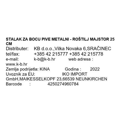 STALAK ZA BOCU PIVE METALNI - ROŠTILJ MAJSTOR 25 CM