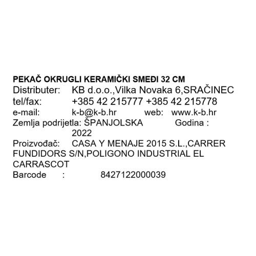 PEKAČ OKRUGLI KERAMIČKI SMEĐI 32 CM