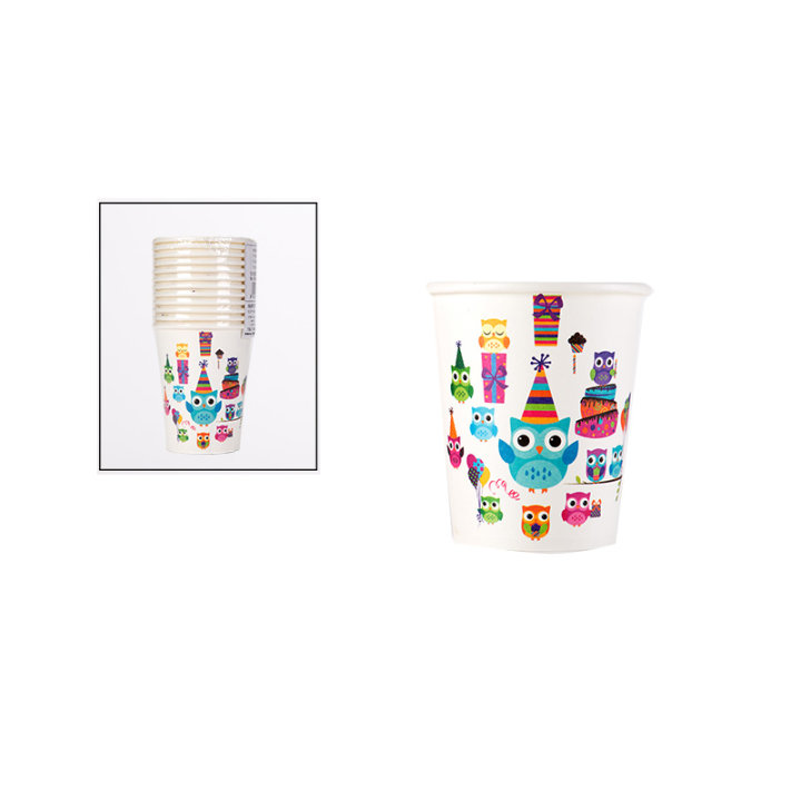 ČAŠE PAPIRNATE DJEČJE 260 ML - SOVICE 12/1