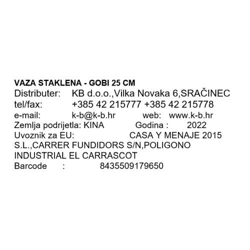 VAZA STAKLENA - GOBI 25 CM