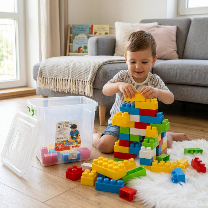 KOCKE JUMBLOCKS 100 DIJELNE U POSUDI S POKLOPCEM 33,5x33x30 CM