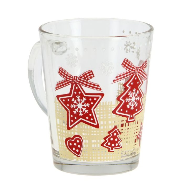 ŠALICA STAKLENA NADIA 310 ML - BOŽIĆNI DEKOR