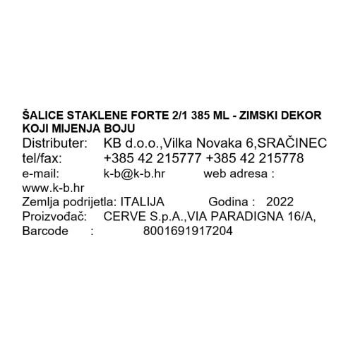 ŠALICE STAKLENE FORTE 2/1 385 ML - ZIMSKI DEKOR KOJI MIJENJA BOJU