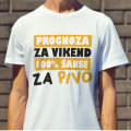 MAJICA SA ŠALJIVIM NATPISOM  MUŠKA Prognoza za vikend XXL bijela u poklon kutiji