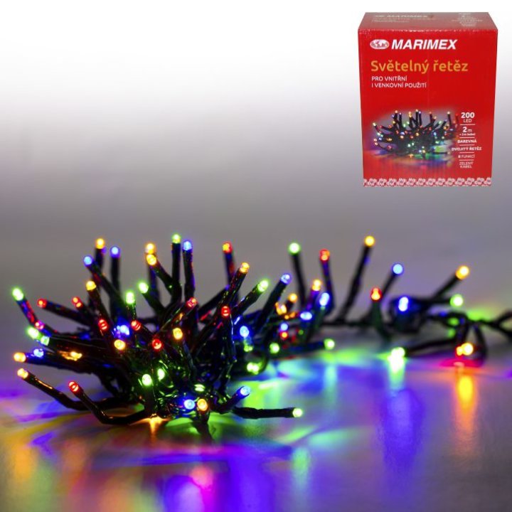 BOŽIĆNE LED LAMPICE  200/1 VIŠEBOJNE TREPTAJUĆE - ZELENI KABEL