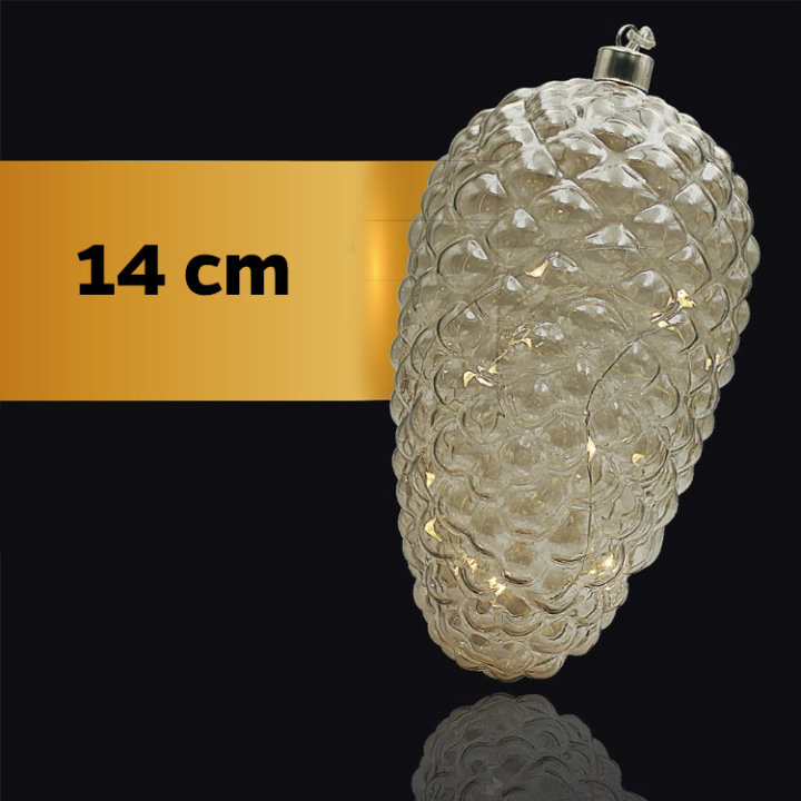 BOŽIĆNI ČEŠER PROZIRNI 14 CM S LED ŽARULJICAMA 10/1 NA BATERIJE TOPLO BIJELE