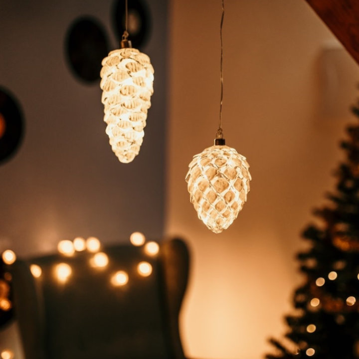 BOŽIĆNI ČEŠER PROZIRNI 20 CM S LED ŽARULJICAMA 12/1 NA BATERIJE TOPLO BIJELE