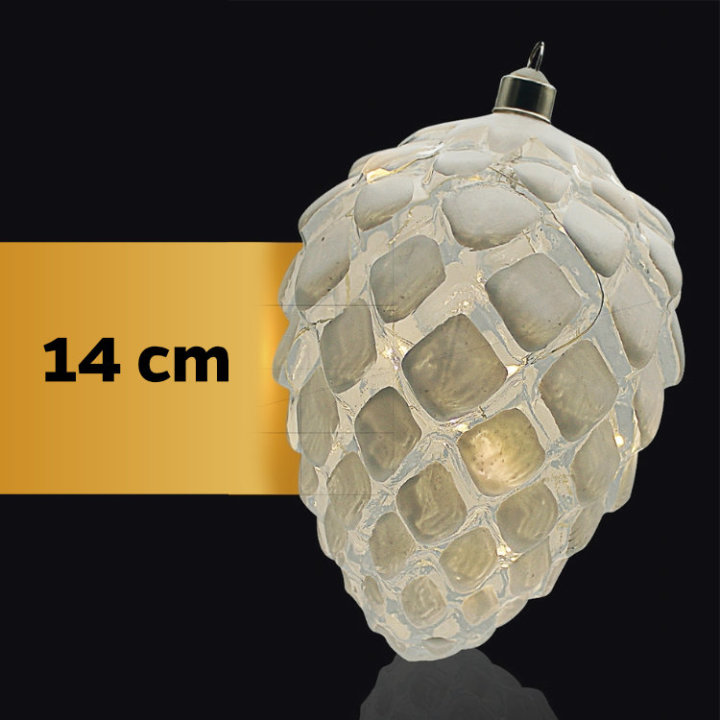 BOŽIĆNI ČEŠER PROZIRNI 14 CM S LED ŽARULJICAMA 10/1 NA BATERIJE TOPLO BIJELE